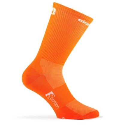Image de paire de chaussettes extra tall Giordana FR-C Solid Orange Fluo - White / 37-40